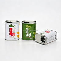 Boîte en fer blanc carrée pour huile d'olive en gros 175/200/250 ml, emballage scellé personnalisé pour huile de truffe, citron, noix, avocat, piment, tournesol