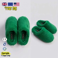 Pantoufles d'intérieur en fausse fourrure pour femme, vert émeraude, à bout fermé, douces et moelleuses, avec logo personnalisé, vente en gros, marque privée