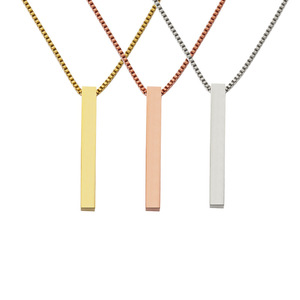 Colliers avec pendentif rectangulaire en acier inoxydable 316l plaqué or rose personnalisé avec <span class=keywords><strong>nom</strong></span>, personnalisation au laser, bijoux pour animaux de compagnie, hommes, garçons - Product Image 6