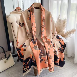 Luxury Brand Fashion shawl With Tassels Luxury Pashmina Reversible Print Winter cotton Scarf Cashmere Scarf For Women