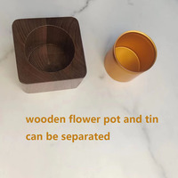 Base de pot de fleurs décorative pour jardin, pot de fleurs pour plantes en pot, cactus, pot en aluminium, porte-stylo, jardinière en bois de hêtre et noyer pour plantes succulentes