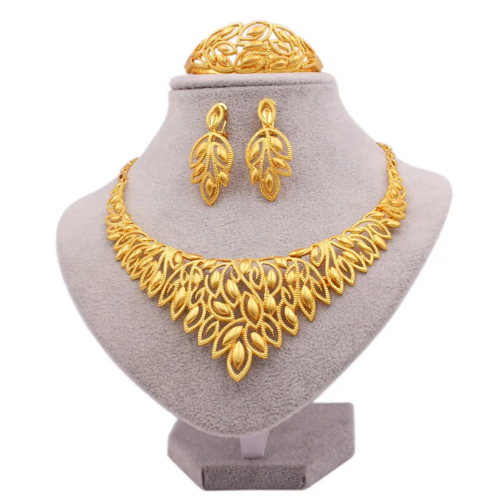 TONGLING set di gioielli per collana da sposa set di gioielli nigeriani di lusso set di gioielli placcati in oro etiope 24k