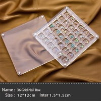 Boîte de rangement magnétique transparente pour accessoires de nail art, 36 compartiments, pour strass, conteneur acrylique visible, pliable