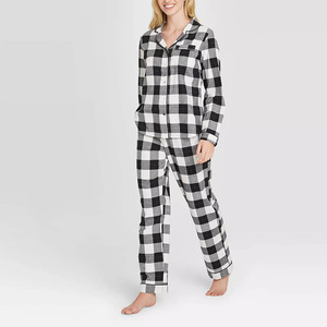 HUOYOUNG Nieuwe collectie flanel geruite overhemden met lange mouwen Familie kerstpyjama mama en ik decoratie nachtjapon tweedelige set - Product Image 4