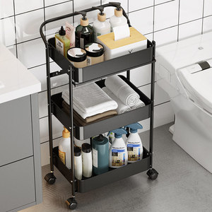 Cesta para Cochecito GQK Moderna de Acero Inoxidable 201 + ABS, Estante de Almacenamiento Plegable Multifuncional con Ruedas para Cocina, Dormitorio, Móvil - Product Image 4