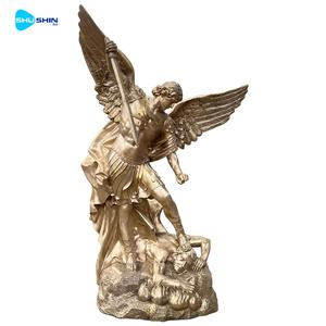 Sculpture en bronze personnalisée de Saint-Michel Archange pour la sculpture de jardin d'église, statue en bronze de défenseur religieux, artisanat en métal - Product Image 1