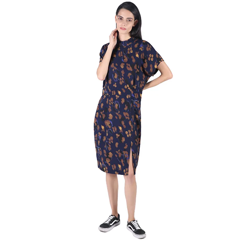 Chinese style short sleeve dress dress modern floral cheongsam