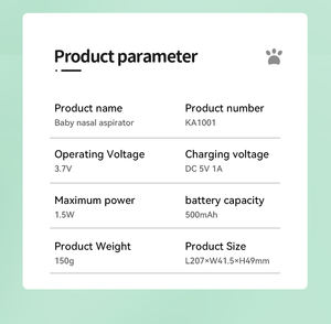 เครื่องล้างจมูกไฟฟ้าสำหรับเด็กทารกได้รับการรับรอง CE อุปกรณ์ล้างจมูก3เกียร์ผลิตจากวัสดุ PP ที่ทนทาน - Product Image 6