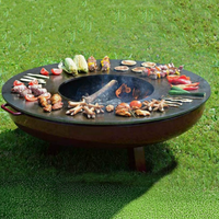 Barbecue extérieur en bois avec foyer et rangement pour bois à vendre, barbecue en acier corten
