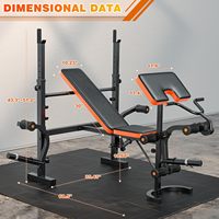 Rack de musculation multifonctionnel avec banc de musculation, équipement de fitness pour entraînement à domicile, en métal, pour haltères et musculation