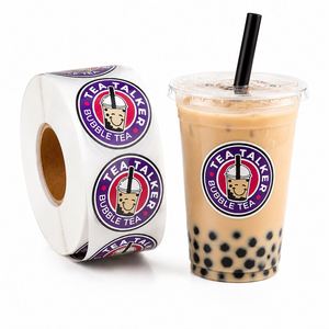 สติกเกอร์กันน้ำแบบใช้ซ้ำได้ เป็นมิตรกับสิ่งแวดล้อม สำหรับแก้วชานมไข่มุก ขนาด 3 นิ้ว พิมพ์ดิจิทัลบนวัสดุไวนิล - Product Image 1