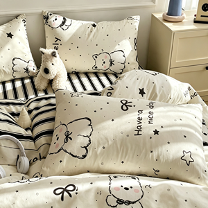 Juego de Ropa de Cama de Algodón 100% para Toda Temporada, con Estampado de Osos de Dibujos Animados, Funda de Edredón Cómoda para <span class=keywords><strong>el</strong></span> Hogar y <span class=keywords><strong>el</strong></span> Dormitorio - Product Image 3