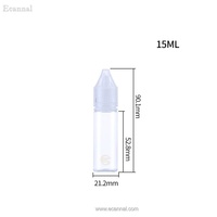 Flacon compte-gouttes en plastique PET de 15 ml certifié FDA TPD ISO 8317 avec bouchon sécurité enfant et embout ultra fin
