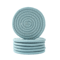 Sous-plat en corde de coton tissée de style tendance, diamètre 12 cm, vente en gros, couleur unie, motif arc-en-ciel, sous-plat pour tasse, sous-plat de table, coussin isolant thermique pour pot