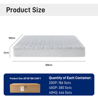 Matelas à ressorts ensachés moderne de 20 cm, compressé sous vide, avec housse en coton et côtés matelassés en losanges pour chambre, hôtel, appartement