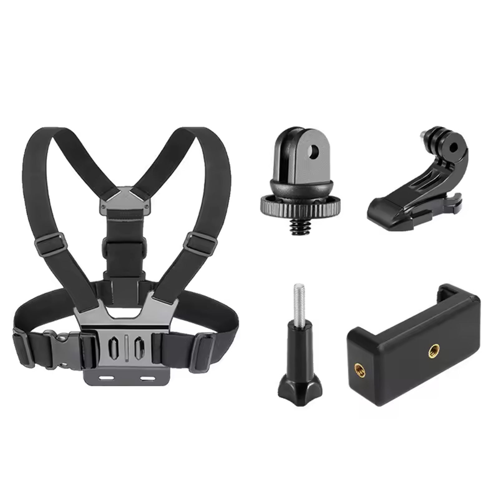 HONGDAK 5-in-1 Action Camera Accessory Kit - Chest Strap Mount, Adapter, Compatible for GoPro, D-JI, Insta360