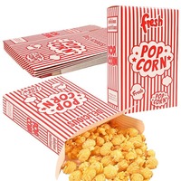 Caja de Palomitas de Maíz con Tapa Cerrada a Rayas Rojas y Blancas, Cajas de Palomitas de Maíz de Cartón Blanco para Fiestas de Cine y Noches de Cine