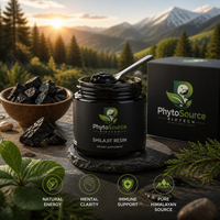 Résine de Shilajit, Acide Fulvique 50%, Extrait de Pétrole Minéral de l'Himalaya, Complément Alimentaire en Poudre en Bouteille et en Récipient en Verre