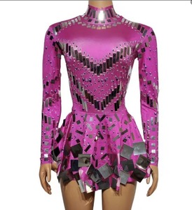 Club bar <span class=keywords><strong>Chanteuse</strong></span> DJ Robe à paillettes Costume de scène une pièce à manches longues - Product Image 3