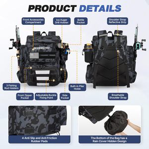 Échantillon gratuit Sac à dos de randonnée et de vélo extérieur à grande capacité en 600D/RPET vert avec fermeture à enroulement, imperméable, avec sangles réglables - Product Image 3