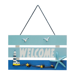 Mediterranean Ocean Style Welcome Wall Hanging Rectangle Home <b>Decor</b> Sign For Bedroom Entryway And Commercial <b>Space</b> - Product Image 3