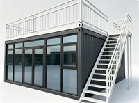 Bâtiment modulaire en conteneurs détachables |   Petite maison préfabriquée pour café, kiosque commercial, bureau de chantier ou dortoir du personnel |   Style moderne du milieu du siècle