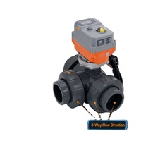Vanne à boisseau sphérique électrique manuelle radiante à trois voies DN32 Modèle RDNT-280 à raccordement par compression pour l'eau, personnalisable OEM, température moyenne PN10