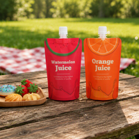 Pochettes souples personnalisées de qualité alimentaire avec bec verseur pour jus, sauces et liquides – 100 ml, 200 ml, 500 ml, 1 L