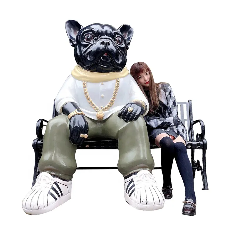 High Quality Factory Customize Resin Dog Sculpture Outdoor Decoration Fiberglass Cartoon Character Statue For Sale