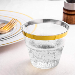 Wholesale Disposable Hard Plastic <b>Cups</b> 9 oz <b>Gold</b> for Wedding Christmas Birthday Parties - Product Image 5
