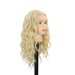 Alta calidad al por mayor salón practicando 100% pelo Natural maniquí femenino cabeza de muñeca estilismo cabeza de entrenamiento - Product Image 1