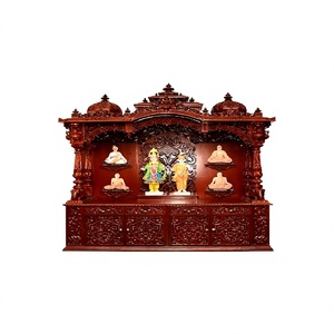 Beautiful Antique Polished Handicraft Home Temple Teak Wood Pooja Mandir for Home Big Size Hindu Temple with Storage <b>Cabinet</b> UK - Product Image 1