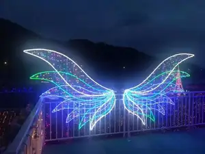 מותאם אישית LED כנף מלאך חיצונית תאורת חג המולד אורות חגיגיים קניון מסיבת חתונה קישוט נוף אורות