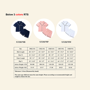 <span class=keywords><strong>Pigiami</strong></span> Estivi Personalizzati in Cotone e Lino per Bambini, Unisex, Tinta Unita, Manica Corta, Set Pigiama per Ragazzi e Ragazze, Vendita all'Ingrosso - Product Image 3