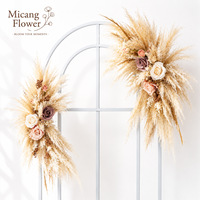 Groothandel Realistische Verse Bruidssalon Achtergrond Hoekboog Bloemige Boho Pampas Bloemarrangement Gedroogde Bloemen Decoratie
