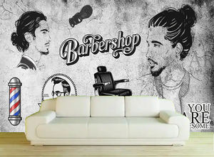 Carta da Parati Moderna Impermeabile per Barbiere, <span class=keywords><strong>Tema</strong></span> Parrucchiere, Tessuto in Seta Grigia per Uso Domestico e Intrattenimento, Bellezza - Product Image 4