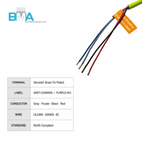 Harnais de câbles personnalisé UL2464 20AWG 4 conducteurs en cuivre étamé, 1,651 m, PVC vert, 300 V, avec étiquette pour applications électroniques