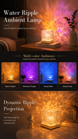 Projecteur de lumière cube à motif d'ondes océaniques rotatives, lumière de nuit colorée effet aurore, lampe d'ambiance pour chambre à coucher, vente en gros OEM