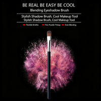Kuas Eyeshadow Rambut Sintetis Bulu Coklat Ferrule Putih Gagang Plastik Hitam Panjang Kuas Makeup untuk Blending Eyeshadow dan Concealer
