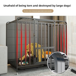 Cage pour chien en fil d'acier durable, rectangulaire, avec revêtement en poudre, pour animaux de grande race, enclos intérieur, design moderne, porte coulissante horizontale - Product Image 1