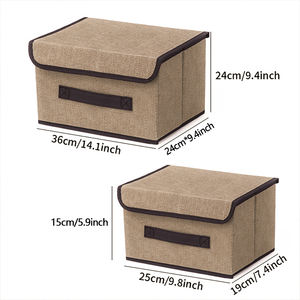 Caja de Almacenamiento de Tela Imitación Lino al por Mayor, Plegable, Portátil, a Prueba de Polvo, con Tapa, Caja de Almacenamiento para el Hogar - Product Image 2