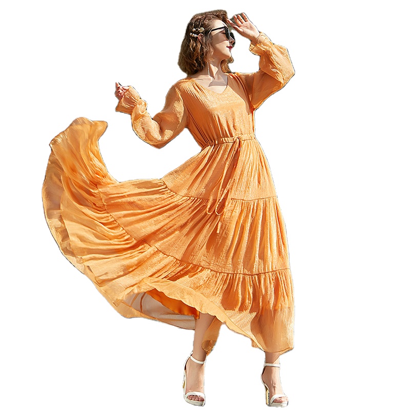 Women New Chiffon High Quality Beach Plus Size Vacation Dress Maxi Evening Bridesmaid Party Weddings Pastoral Bohemian Dress