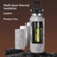 Bouteille d'eau sport en titane pur à ouverture rapide, isolée sous vide, avec fermeture à une touche, 350-500 ml, anti-odeur, pour voiture et extérieur
