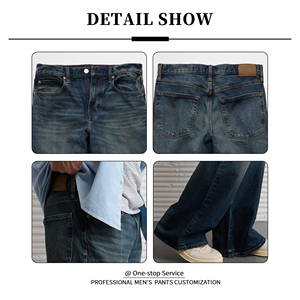 <span class=keywords><strong>Jean</strong></span> en denim de luxe pour homme YUCE avec logo personnalisé, coupe bootcut, taille mi-haute, <span class=keywords><strong>délavé</strong></span> noir, avec effet whiskers - Product Image 3