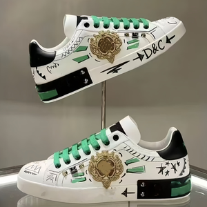 Zapatillas Deportivas Casuales de Alta Calidad con Diseño de Graffiti de Moda, Logotipo de Diseñador de Lujo, para Hombre y Mujer, Suela de TPU, Zapatos de Cuero Genuino - Product Image 5