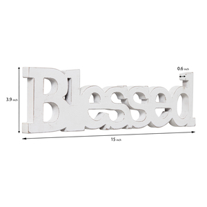 Fatto a mano casale benedetto parola Freestanding segno di ritaglio fatto di legno rustico Home Gallery decorazione <span class=keywords><strong>della</strong></span> parete di legno lettere - Product Image 2