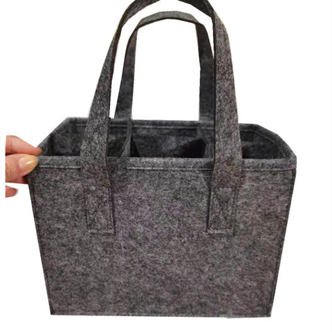 Custom Felt 6-Bottle Wine Storage Bag Portable Beer Gift Tote Reusable Grocery Travel Picnic Kitchen