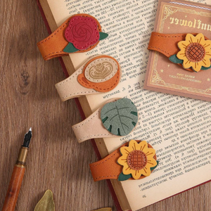 Marque-page en tissu tournesol avec bord cousu, réutilisable, cadeau, longueur 10 cm, design mignon de dessin animé - Product Image 5