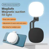 Lampe à selfie magnétique pour téléphone, miroir, anneau lumineux LED rechargeable, température bicolore noir et blanc, portable pour maquillage, vlog, vidéo