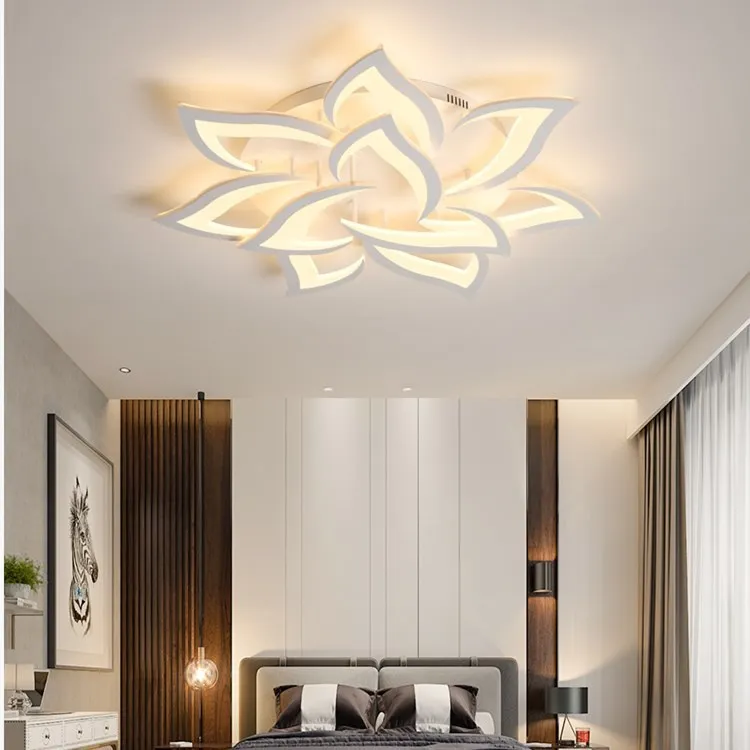 Modern LED Ceiling Light for Living Room Remote Control Chandelier with Iron Base for Home Decor